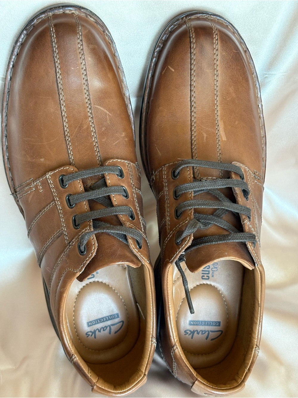 Clarks Men’s Brown Leather Touareg Vibe Lace Up Classic Formal OxfordShoes Sz 11